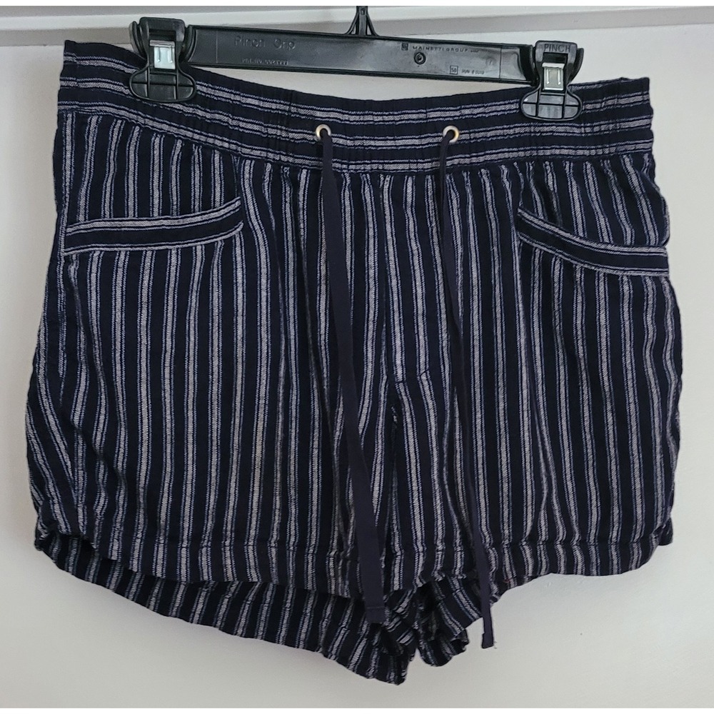 Gap Bermuda Shorts Women S Blue Striped Linen Blend Casual Summer Chino